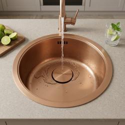 Pure.Sink Rondo Koperen Ronde Spoelbak Vlakinbouw, Onderbouw en Opbouw 37 cm PRN38-62